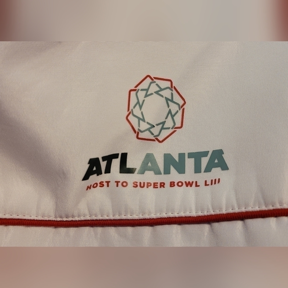 Men's White Super Bowl LIII Team ATL Voluteer Weatherproof Hoodie Size L Atlanta - Picture 9 of 10